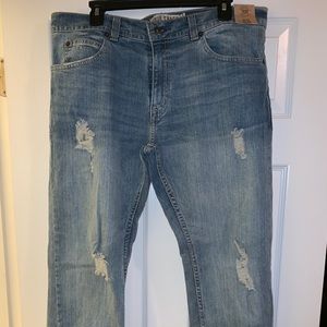 True craft distressed blue jeans